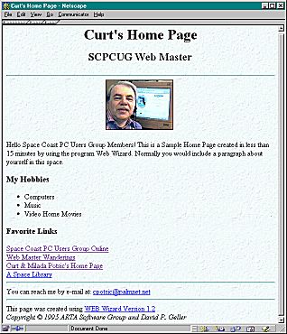 Sample Page created with Web Wizard