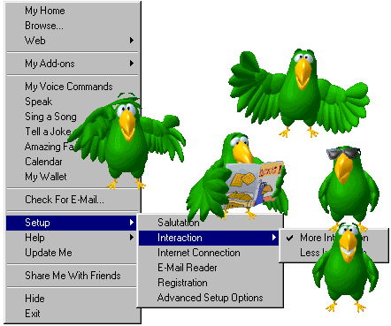 BonziBUDDY Menu and Peedy