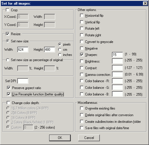 IrfanView Set For All Images screen