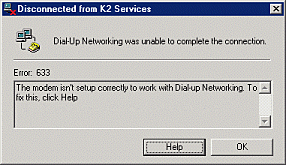 Modem Not Setup Error Message